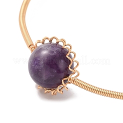 Natural Mixed Gemstone Round Beaded Cuff Bangle&nbsp;BJEW-JB09417