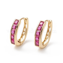 Cubic Zirconia Rectangle Hoop Earrings&nbsp;EJEW-B014-25G
