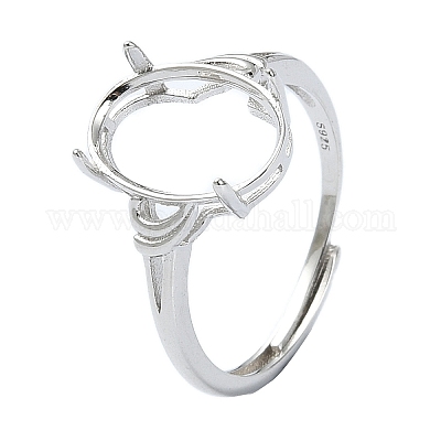 Adjustable 925 Sterling Silver Solitaire Ring Settings&nbsp;STER-K179-22P-1