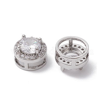 Brass Micro Pave Clear Cubic Zirconia Beads&nbsp;KK-K360-11P-1