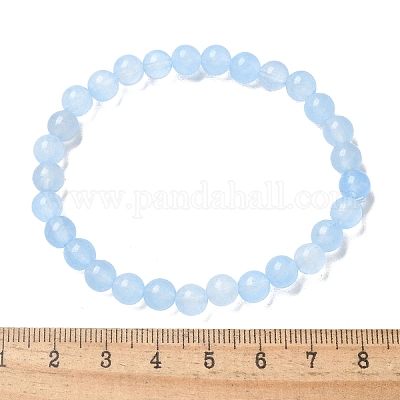 Natural & Dyed White Jade Bead Stretch Bracelets&nbsp;BJEW-K212-A-018-1