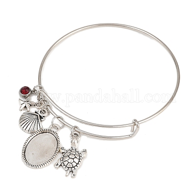 DIY Blank Geometry Alloy Charms Expandable Bangle Making Kit&nbsp;BJEW-DC00003-1