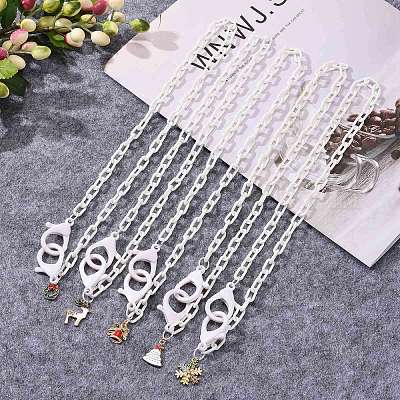 Mixed Shapes Christmas Theme Personalized Acrylic Cable Chain Necklaces&nbsp;NJEW-JN03403-1