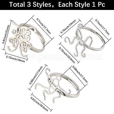 3Pcs 3 Styles Adjustable Brass Ring Components&nbsp;FIND-SC0016-75-1
