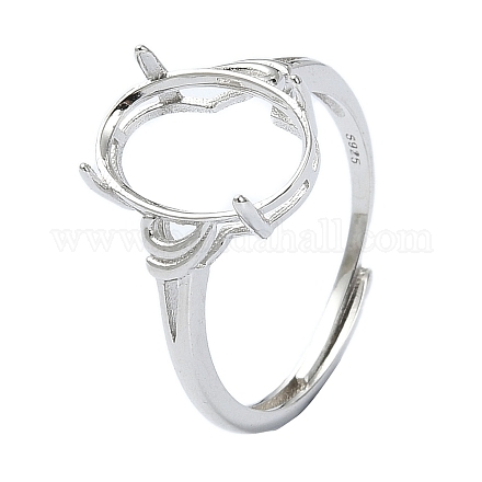 Adjustable 925 Sterling Silver Solitaire Ring Settings STER-K179-22P-1