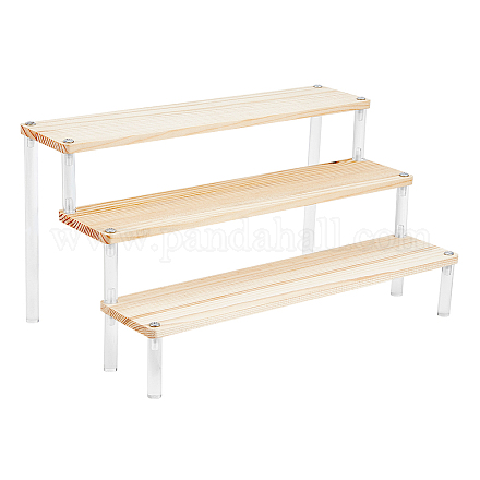 3-Tier Wood & Acrylic Minifigures Display Risers ODIS-WH0043-17B-1
