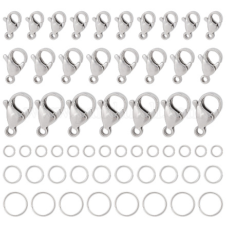 300 Pcs Lobster Claw Clasps & Jump Rings Set – Stainless Steel Jewelry Making Supplies, Silver Color