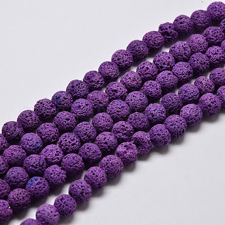 Natural Lava Rock Round Bead Strands&nbsp;G-I124-8mm-08-1