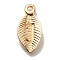 Alloy Pendants, Leaf with Letter Charm, Light Gold, Letter.J, 15.5x7.5x2.5mm, Hole: 1.5mm