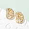 Brass Micro Pave Cubic Zirconia Stud Earrings, Pave Cluster Earring, Rack Plating, Long-Lasting Plated, Real 18K Gold Plated, Letter D, 13.5x9mm