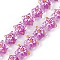 Transparent Glass Beads Strands, Hand Painted Beads, with Enamel, Star with Sakura Pattern, Orchid, 13x13.5x6~7mm, Hole: 1mm, about 33pcs/strand, 14.72 inch(37.4cm)