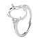 Adjustable 925 Sterling Silver Solitaire Ring Settings, 4 Prongs Ring Settings, Real Platinum Plated, 2~4mm, Inner Diameter: 17.8mm