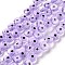 Handmade Evil Eye Lampwork Flat Round Bead Strands, Purple, 10x4mm, Hole: 1mm, about 38pcs/strand, 14 inch