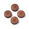 Laser Engraved Wood Beads, Flat Round with 12 Constellations, Dyed, Camel, Pisces, 12x4mm, Hole: 1.6mm