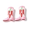 Baking Paint Glass Enamel Beads, Boot with Chili, Lavender Blush, 24x17x8~8.5mm, Hole: 1.4mm