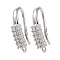 Brass Micro Pave Cubic Zirconia Earring Hooks, Fishhook, Platinum, 16.5x8x3.5mm, Hole: 1mm
