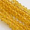 Bicone Glass Beads Strands, Faceted, Gold, 4x4mm, Hole: 0.8~1mm, about 75~78pcs/strand, 28~29cm
