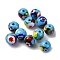 Handmade Millefiori Lampwork Beads, Round, Sky Blue, 8.5~9mm, Hole: 1.6mm