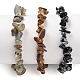 Chips Natural Labradorite & Snowflake Obsidian & Tiger Eye Beaded Stretch Bracelets Sets&nbsp;BJEW-JB05332-05-1
