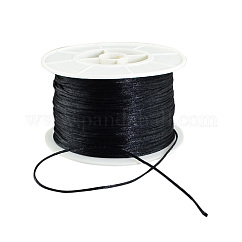 Nylon Satin Rattail Cords, Beading Threads for Bracelet Jewelry Making Chinese Knot Macrame Craft, Black, 1mm, 100yards/roll