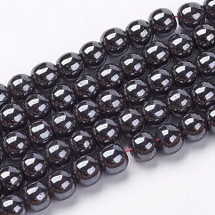Non-Magnetic Synthetic Hematite Beads Strands, Round, 6mm, Hole: 1.5mm, about 68~72pcs/strand, 16inch