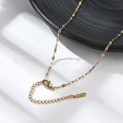 Ion Plating(IP) 304 Stainless Steel Dapped Chain Necklace for Men Women, Real 18K Gold Plated, 15.51 inch(39.4cm)