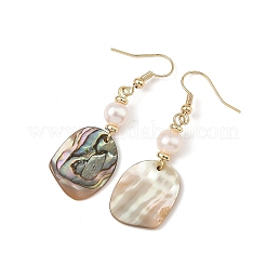 Natural Cultured Freshwater Pearl & Abalone Shell/Paua Shell Beads Dangle Earrings&nbsp;EJEW-JE07313-01