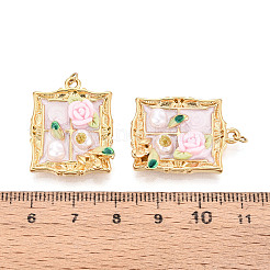 304 Stainless Steel and Enamel Resin ABS Imitation Pearl Glitter Powder Pendants&nbsp;STAS-T069-81M