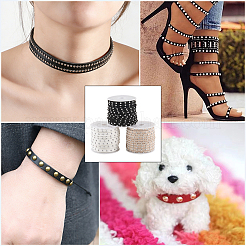 3 Rolls 3 Colors Flat Faux Suede Cord with Alloy Rivets&nbsp;LW-CL0001-08B