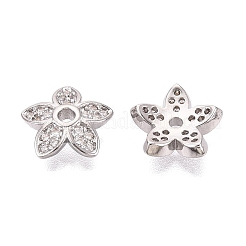 Brass Micro Pave Clear Cubic Zirconia Bead Caps&nbsp;KK-Q071-05P-02