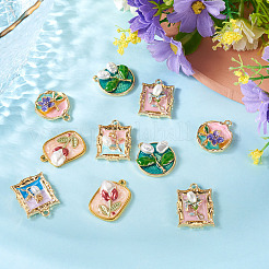 10Pcs 5 Styles Rack Plating Alloy Enamel Pendants&nbsp;ENAM-TA0003-33