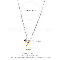 304 Stainless Steel Two Tone Cloud Lightning Pendant Necklaces for Women&nbsp;WG049FD-01