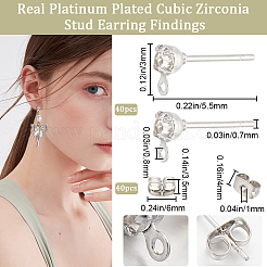 40Pcs Brass Stud Earring Findings&nbsp;KK-BBC0013-23A