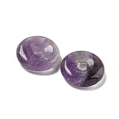 Natural Amethyst Donut/Pi Disc Charms&nbsp;G-G142-01S