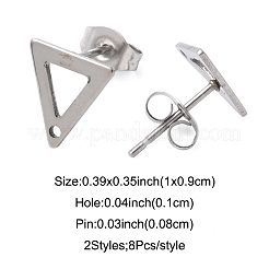 16Pcs 2 Colors 201 Stainless Steel Stud Earring Findings with Hole&nbsp;EJEW-FS0001-17