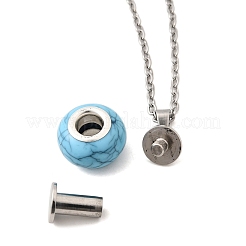 Synthetic Turquoise Rondelle Pendant Urn Ashes Necklaces&nbsp;NJEW-K393-01P