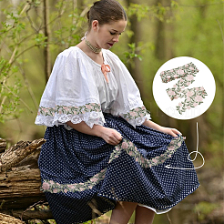 Polyester Flower Embroidery Lace Trim&nbsp;OCOR-WH0090-88
