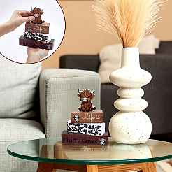 4Pcs 4 Styles Highland Cow Wooden Block Sign Set with Tabletop Decor&nbsp;AJEW-WH0912-16