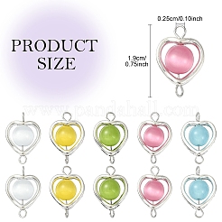 50Pcs 5 Colors Cat Eye Connector Charms&nbsp;PALLOY-YW00216