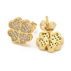 Brass Micro Pave Cubic Zirconia Ear Studs&nbsp;EJEW-P261-20G