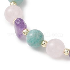 Natural Madagascar Rose Quartz & Amethyst & Amazonite Stretch Bracelets for Women&nbsp;BJEW-JB13182