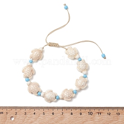 Adjustable Synthetic Turquoise Sea Turtle Beads Braided Bead Bracelets for Women&nbsp;BJEW-JB13584
