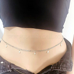 Alloy with Plastic Pearl Oval Bead Charm Double Layer Waist Belly Chains for Women&nbsp;FS-WGB0949-02