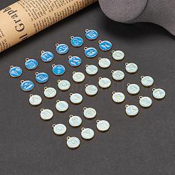 2 Sets 2 Styles Golden Plated Alloy Enamel Charms&nbsp;ENAM-YW0001-28C