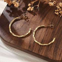 304 Stainless Steel C-Shaped Stud Earrings&nbsp;EJEW-R017-02G-03