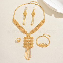 Middle Eastern Alloy Hollow Geometric Tassel Bracelets & Earrings & Necklaces & Rings Sets for Women&nbsp;QG4833