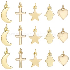 20Pcs 5 Styles Brass Pendants&nbsp;KK-BBC0025-51