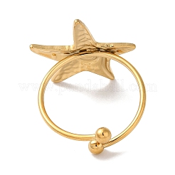 Ion Plating (IP) 304 Stainless Steel Starfish Open Cuff Rings for Women&nbsp;RJEW-M167-08E-G