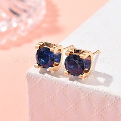 Square Brass Micro Pave Cubic Zirconin Stud Earrings&nbsp;EJEW-D318-03KCG-C