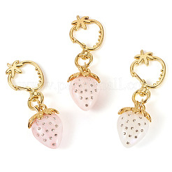 3Pcs Resin Rhinestone Strawberry Pendants Decoration&nbsp;HJEW-TAC0094